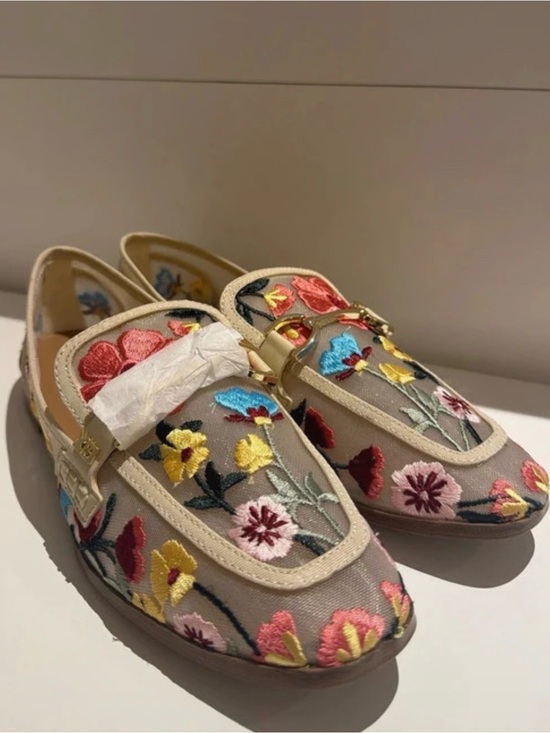 Kurt Geiger Shoes - Kurt Geiger Embroidered Floral Mesh Loafers - Beige NWOB